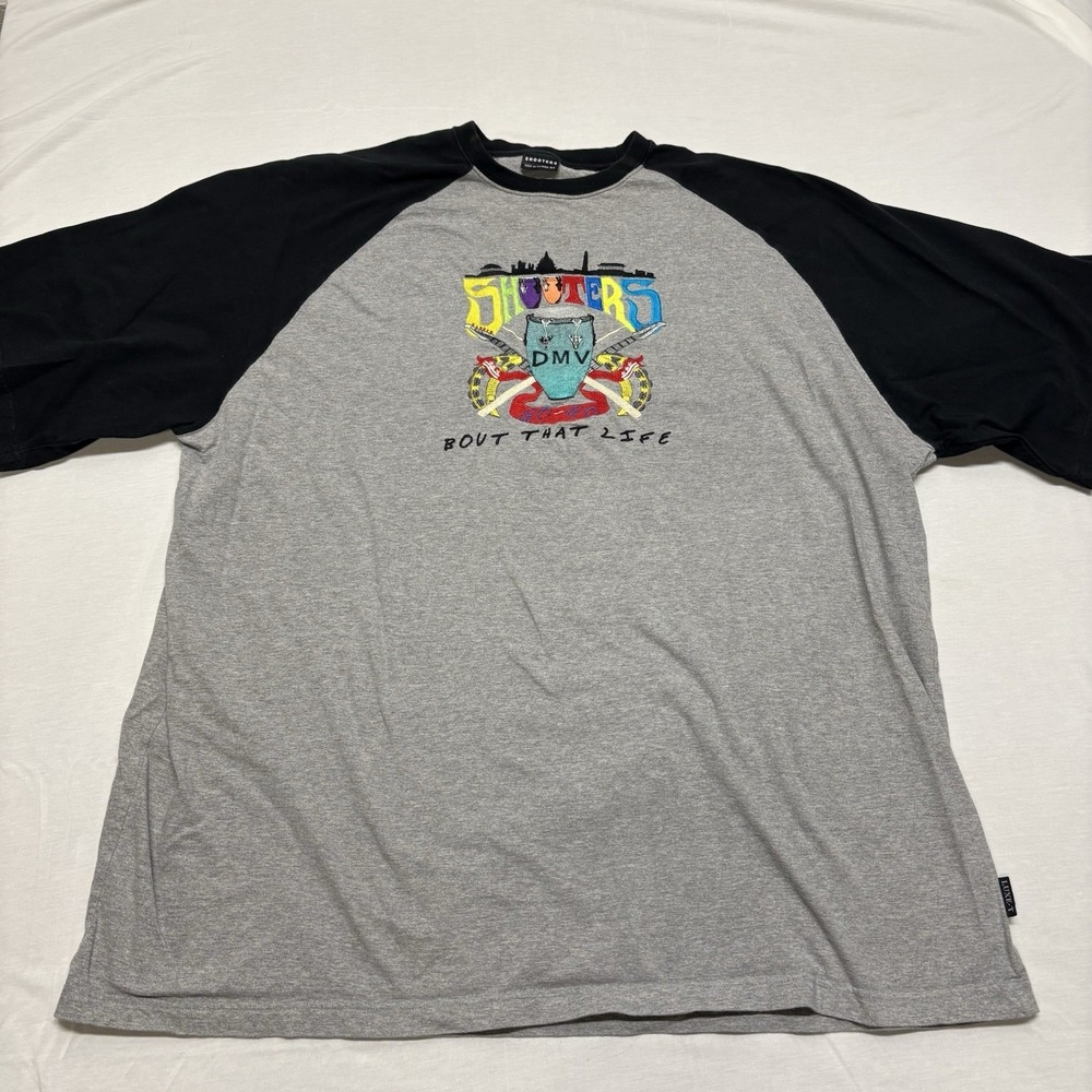 Vtg Shooters Sports Urban 90s‎ Hip Hop DMV T Shirt Short Sleeve 4XL Gray/black